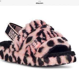 Authentic UGG Fluff Yeah Animalia Slippers Platform Logo Womens Sz 8 New in box